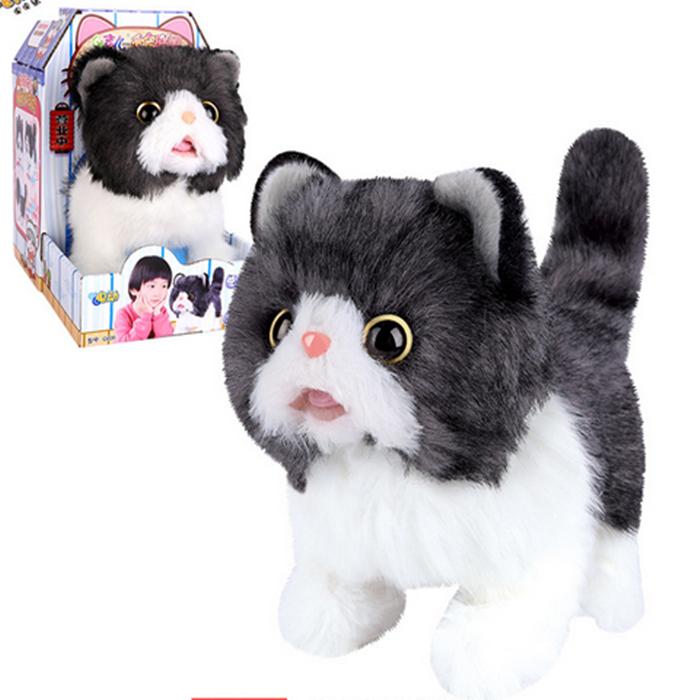 Children's Plush Toy Electronic Cat Can Walk Meow Tail Wagging Lifelike Interactive Toy Pet Cat Cute Simulation Animal Toy