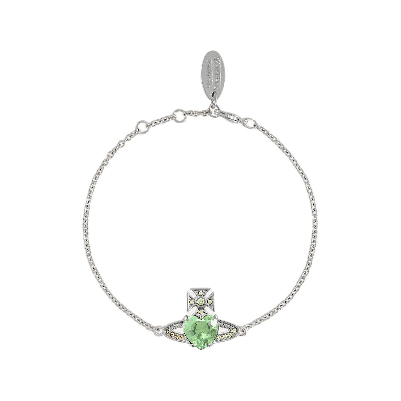 

Vivienne Westwood Ariella Saturn Heart Shaped Brass Bracelet Unisex Bracelet Silver Light-Green 6102020Q-02P707 Basic Packaging-Dust Bag+Box