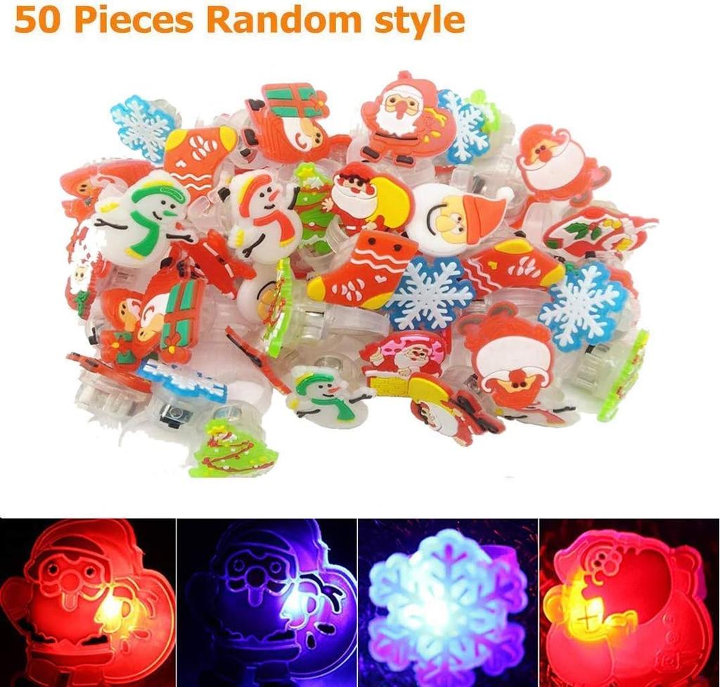 20/50pcs Christmas LED Flashing Rings LED Ring Light Toy, Flashing Ring, Christmas Light Rings, Party Light Up Rings