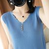Knitted Sleeveless V Neck Vest Women's Turtleneck Short Loose Versatile Knitted Bottoming Shirts