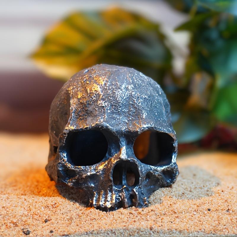 Amphibian Themed Aquarium Decorative Skull, ABS Resin, Reptile House Cave Decoration for Terrariums and Vivariums
