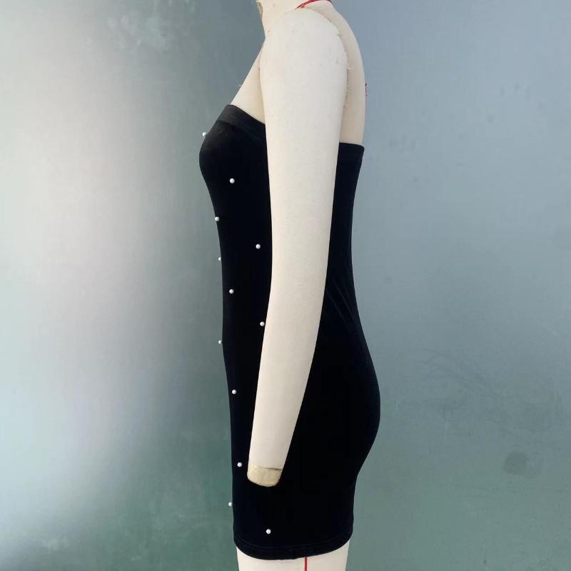 GMXIA Dress Summer Sexy Elegant Wind Package Hip Dress Sleeveless Strapless Slim Short Dresses