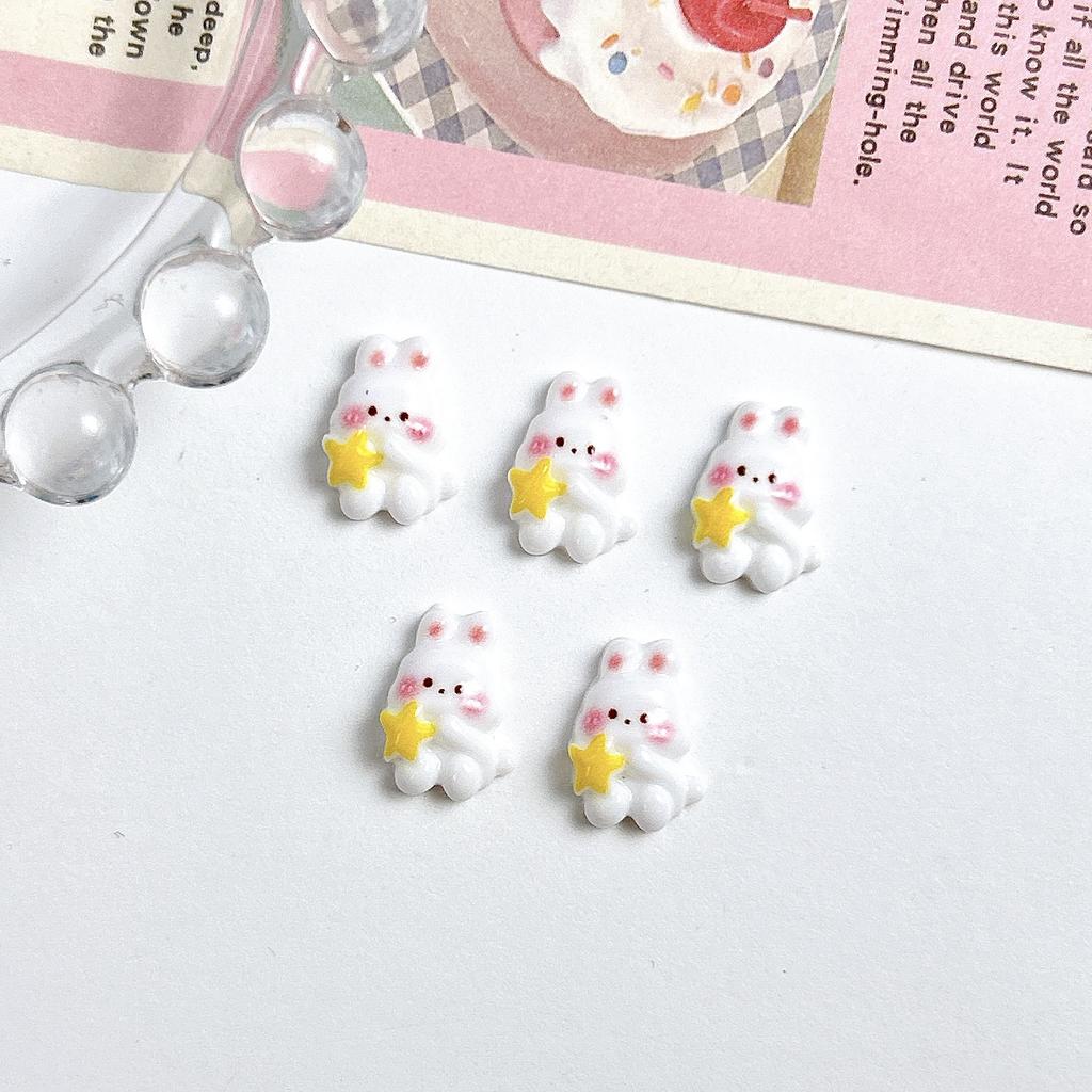 Cartoon Rabbit Nail Art Accessories Cute 3D Heart Blush Bunny Handmade DIY Nail Wearable Nail Decorations