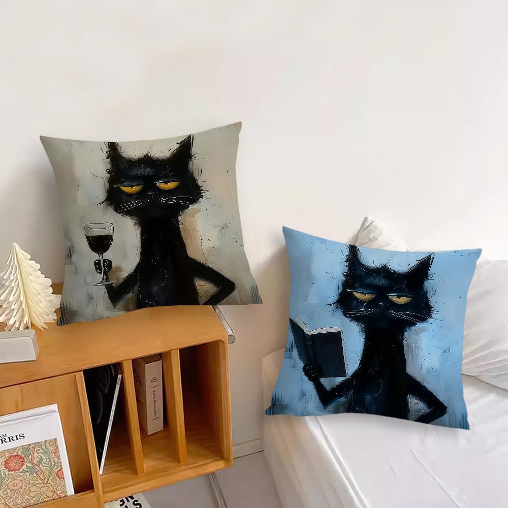 Black Cat Art cushion cover Pillow Cover Decoration Room Home Sofa living Office Car Nordic Simplicity