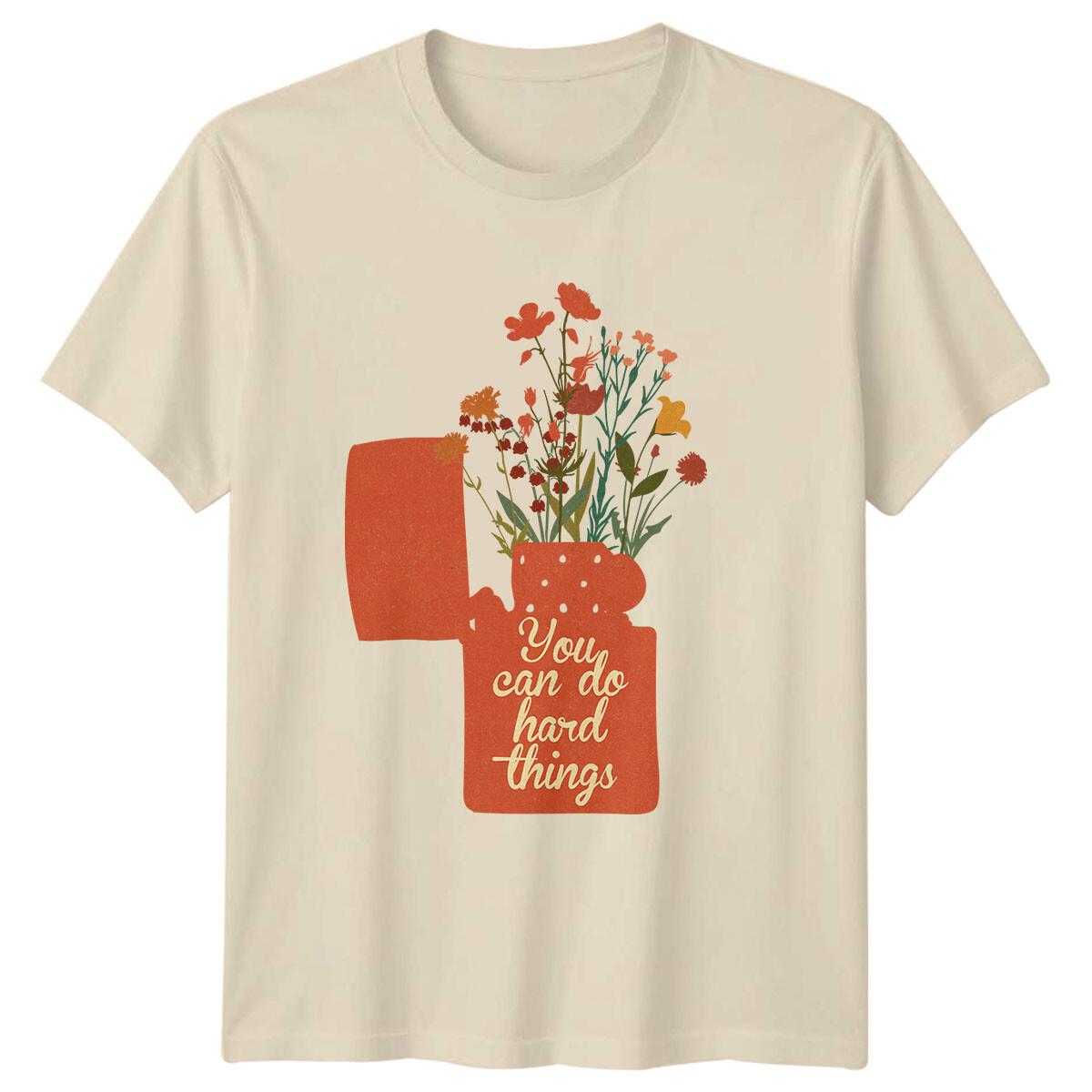 You Can Do Hard Things Lighter Floral Motivational T-Shirt S