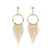 Geometric Metal Tassel Long Earrings With Diamonds