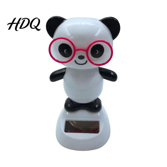Panda Car Figurine Solar Ornament Plastic Pendant Automatic Head Swinging Induction Ornament