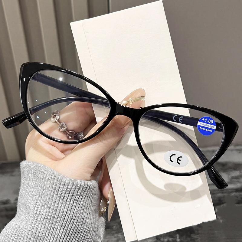 

2109 Cat Eye Anti-Blue Glasses Women S Fashion Cat Frame Ultra-Light Middle-Aged And Elderly Reading Glasses 0 degree - anti-blue light glasses