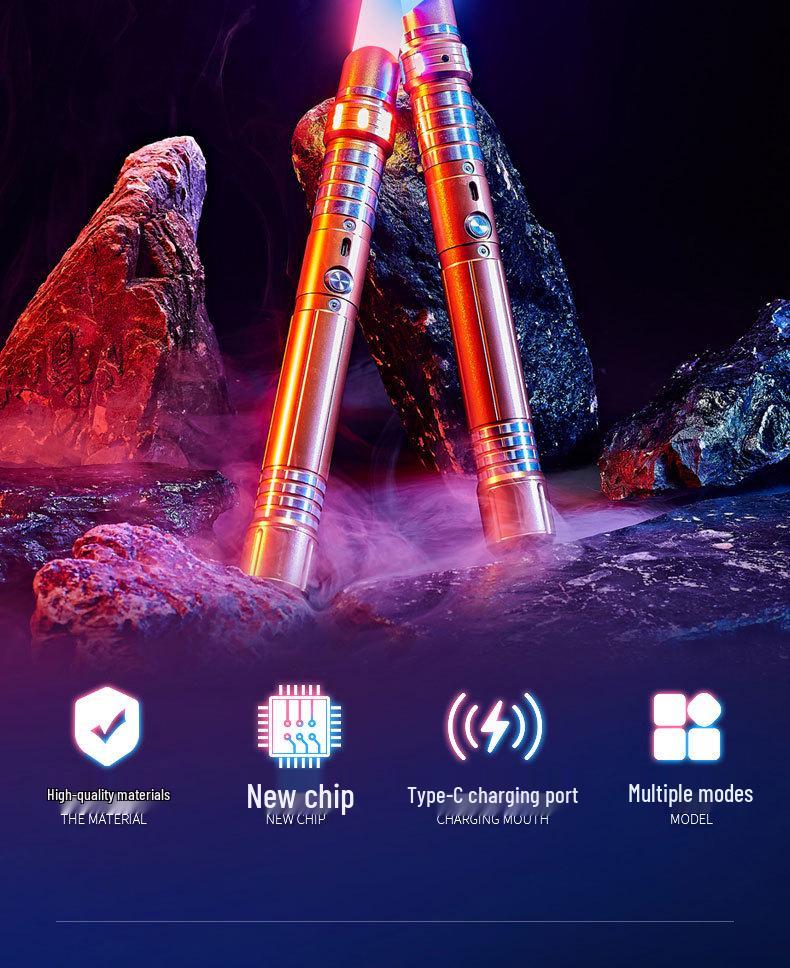 Dual RGB 15-Color Metal Lightsaber Toy - Star Wars Force Laser Sword for Dueling