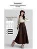 Korean Style Woolen Pleated A-line Skirt: High Waist, Hip-Covering, Draped Half Skirt for Women, Autumn/Winter Fashion.