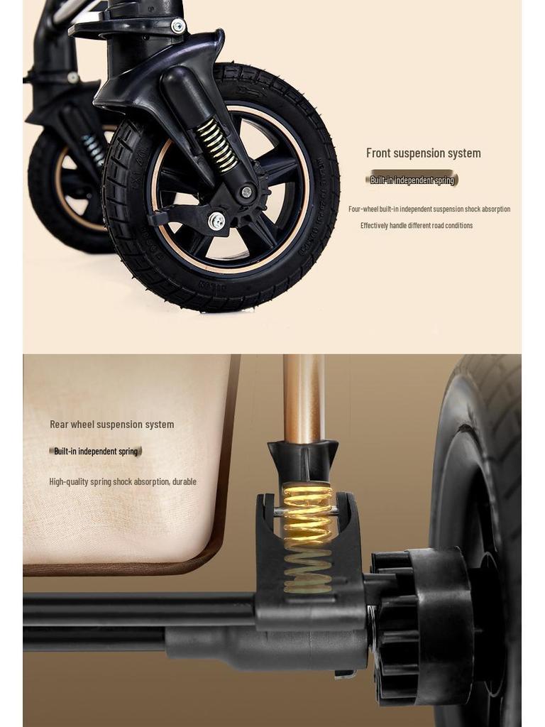 Lekki Składany Wózek Dziecięcy i Niemowlęcy z Regulacją Oparcia i Wysokim Stelażem