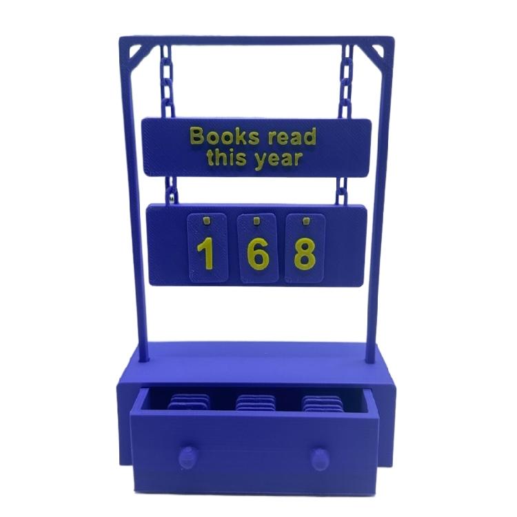 Hanging Book Counter Decorative Piece With Number Trackers And Bookmarks Holder Drawer Book Read This Year Trackers Gift