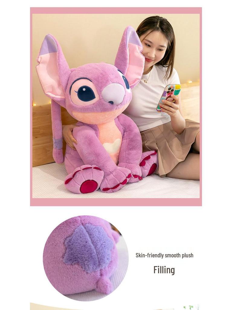 Adorable Large Pink Stitch Plush Doll - Cute Plush Toy and Sleep Companion Pillow