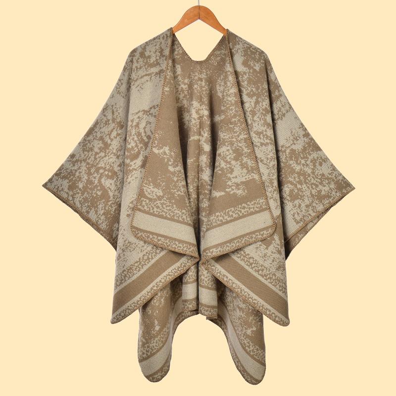 Literary niche women's scarf shawl forest series thickened warm imitation cashmere split double-sided shawl