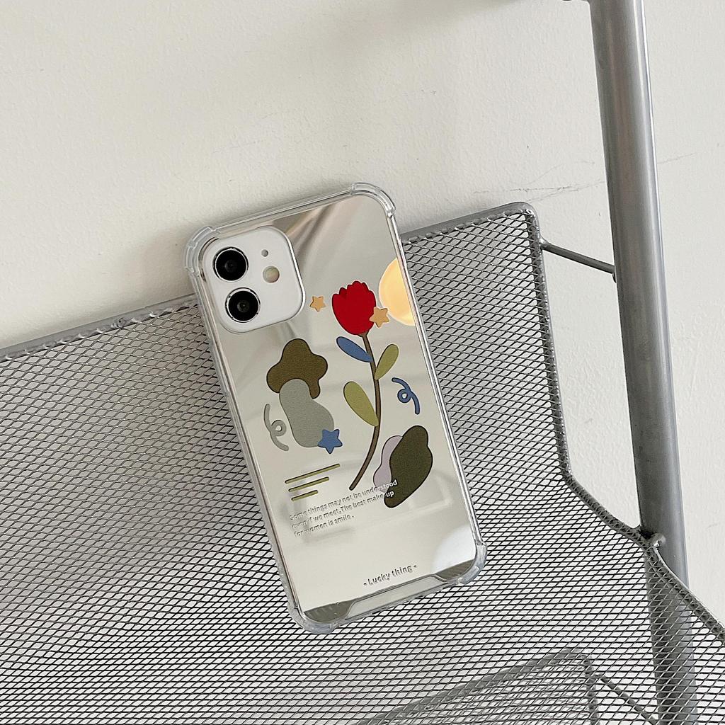 Floral Mirror Case for iPhone 15 Pro, iPhone 16, XS Max, and Honor 90 - Japanese and Korean Style