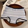 Plus Size Ladies Spring and Autumn Fun Dachshund Dog Stripe Preppy Cotton Extended 10A Antibacterial Flat Angle Briefs