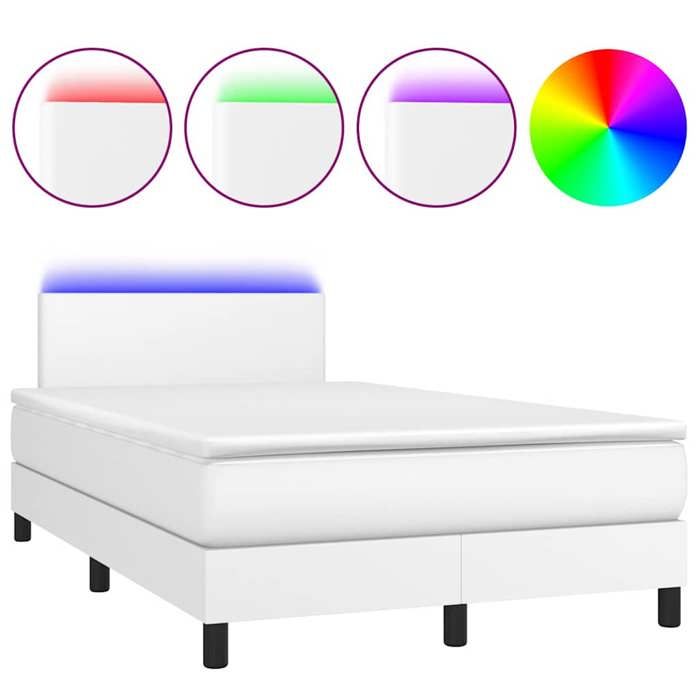 Maison Exclusive - Sommier à lattes de lit matelas LED blanc 120x190 cm similicuir