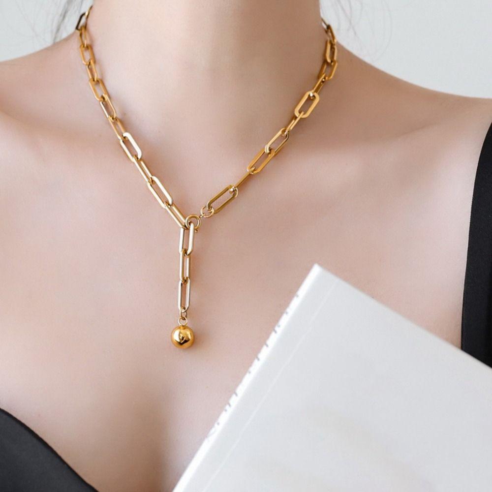 Exquisite Metal Choker Necklace Gold Sweater Chain Necklace Clavicle Chain Necklace  Girl Gift