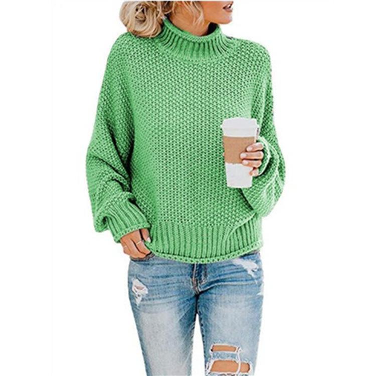 Women's High Neck Knit Sweater in 8 Colors with Slim Fit, Casual Long Sleeve Turtleneck Pullover