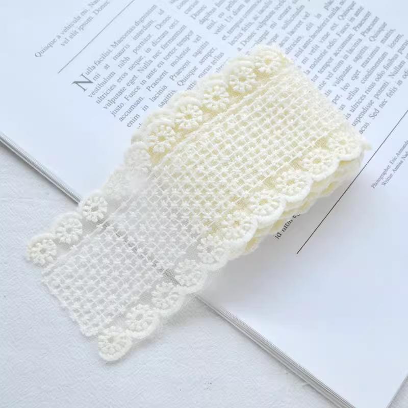 

2 ярда бежевая сетчатая марля вышивка кружево ткань для DIY одежды свадебное украшение