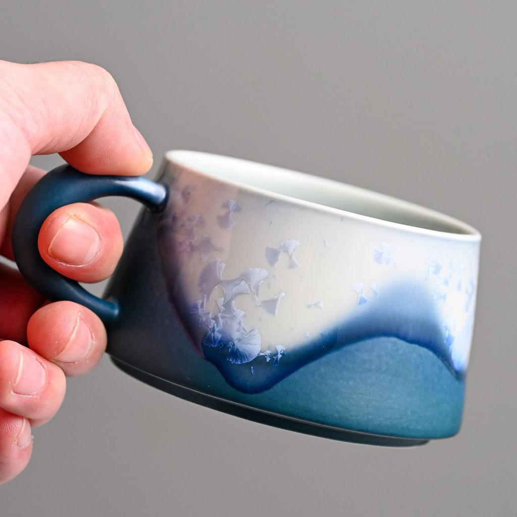 High-End Cultural And Creative Jianshan Crystal Glaze Coffee Cup Set With Bottom Support Spoon Ceramic Tea Cup Business Gift Gift Box