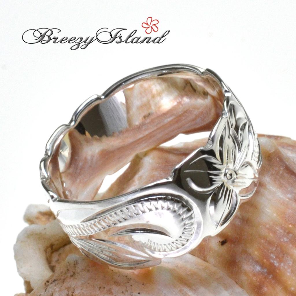 Hawaiian Jewelry Ring Plumeria Scroll Ring Silver 925 [BreezyIsland] & (US6-JP11.5)