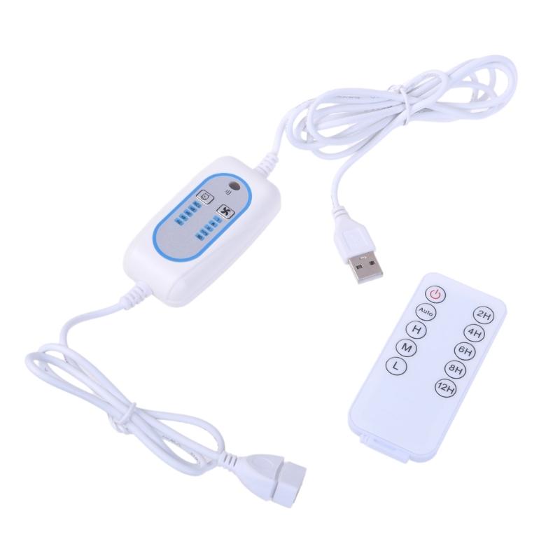 USB Extension Cable Timing Cord with Remote 4 Speed Adjust 2/4/6/812 Hour Timing for USB LED Lamp and Ceiling Fan