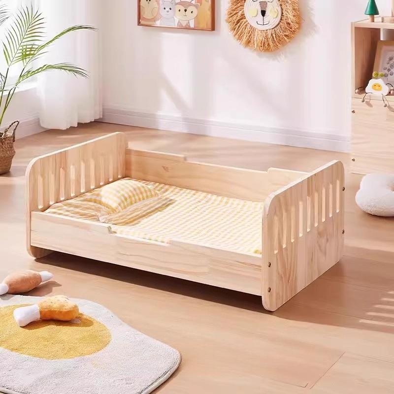 Elevated Wooden Dog Bed Breathable Moisture-proof Pet Nest Four Season Universal Cat House Stylish Design Kennel for Indoor