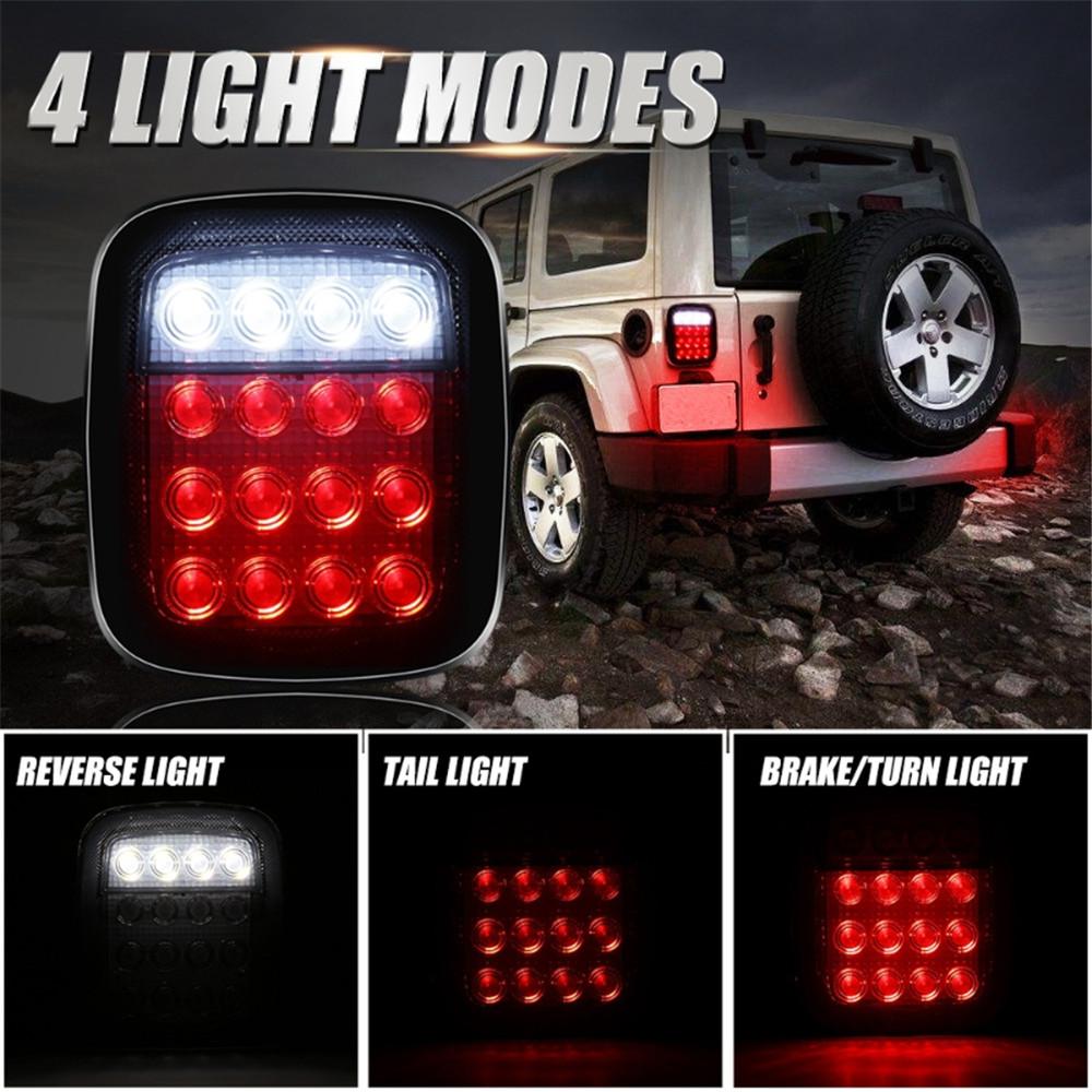 16 LEDs Tail Light Smoke/Red Lens Rear Brake Stop Reverse Lamps Replacement for Jeep Wrangler TJ CJ YJ JK Truck Trailer Boat RV