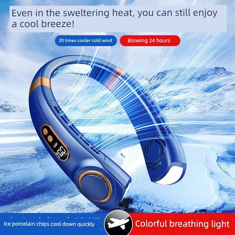 2025 New Model Neck-Hanging Fan with Cooling Function, Ultra-Long Battery Life, Portable Charging, Bladeless, Strong Wind, Ultra-Quiet, Small and