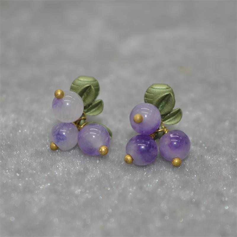 Retro Französische Waldbeeren Ohrring Preiselbeere Pflanze Süßwasserperle Mädchen Party Accessoires Ohrringe