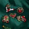 Creative Cartoon Christmas Bell Bow Diamond Brooch, Contrasting Colors, Advanced Sense, Cute Elk Dripping Oil Badge