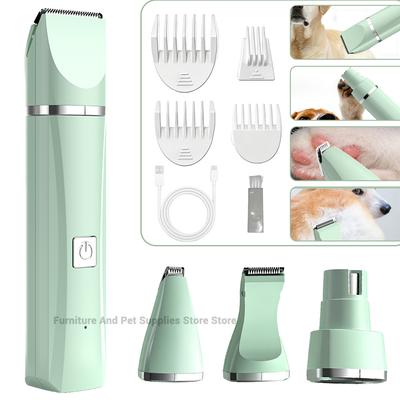Professional 4-in-1 Electric Pet Grooming Tool Set Dog Hair Clippers USB Rechargeable Pets Haircut Trimmer Shaver Cats Supplies