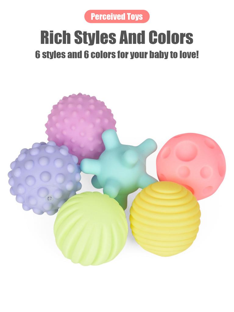 6 PCS Infant Sensory Playthings Balls Infant Bath Enjoy Water Bathroom Gentle Playthings Ball Can Make a Sound Gentle Rubber Ball