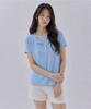 Sayu Soft Layered Henley Neck Short Sleeve Tee Light Blue