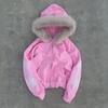 Pink Hooded Zip-Up Sweatshirt Set Women Men Unisex Streetwear Loose Fit Long Sleeve Tracksuit