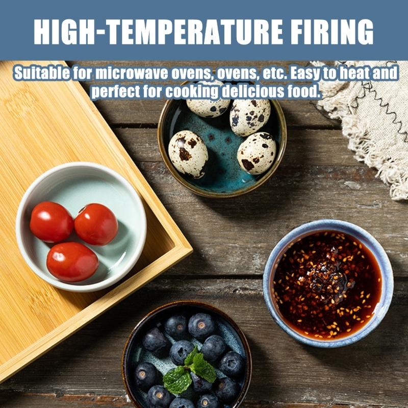 Sada 6 japonských keramických omáčníků Odolné vůči teplu až do 200 °C pro omáčky, dipy a kuchyňské použití Elegantní design