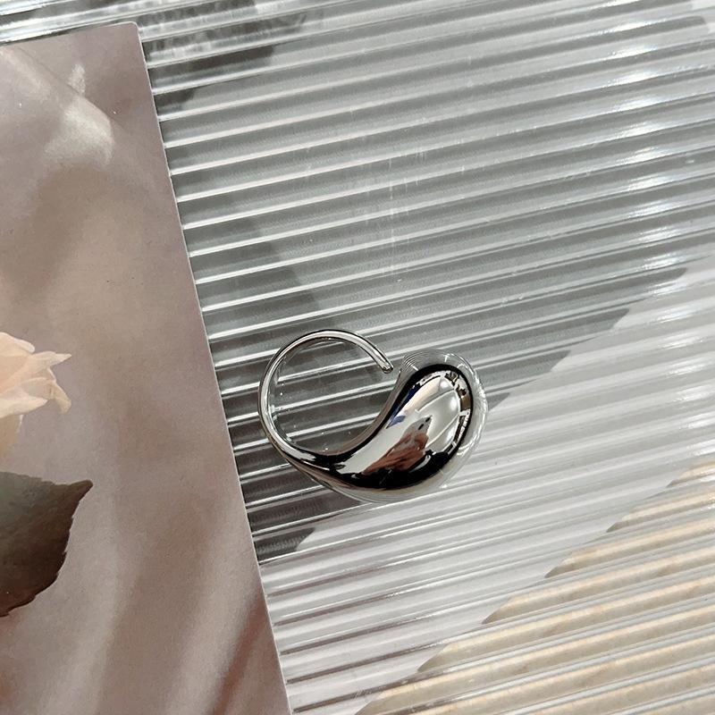 New Stainless Steel Water Drop Ring Statement Metalic Gold Color Rings For Women Bague Acier Inoxydable Accessories Party Gifts