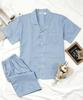 [May Flower] Classic Blue Short Sleeve Pure Cotton Men's Plus Size Pajama Set [Shipped from Korea] 100% Authentic