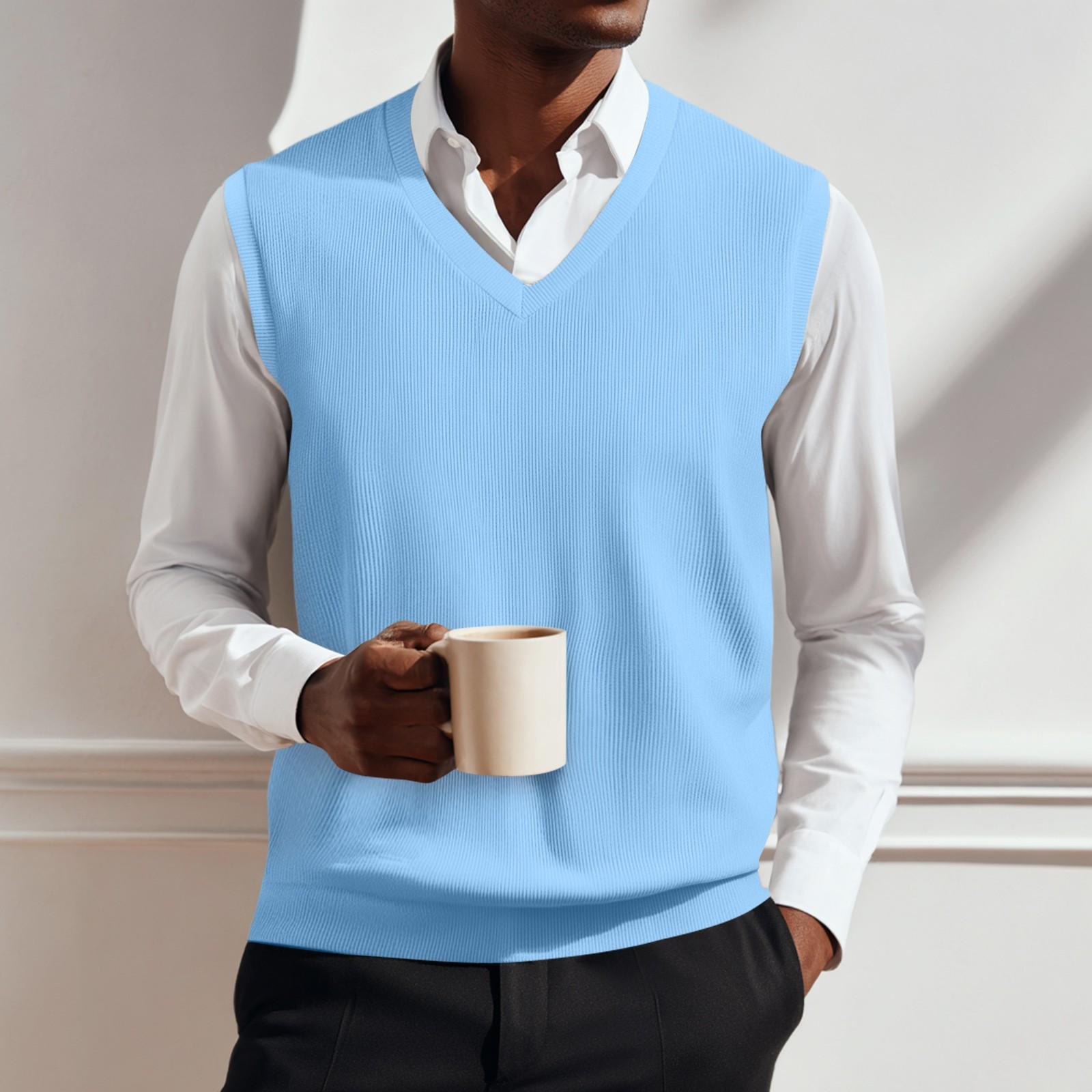 

Men s Classic V-Neck Sleeveless Sweater Vest Soft Knit Casual Pullover for Office or Formal Wear, L