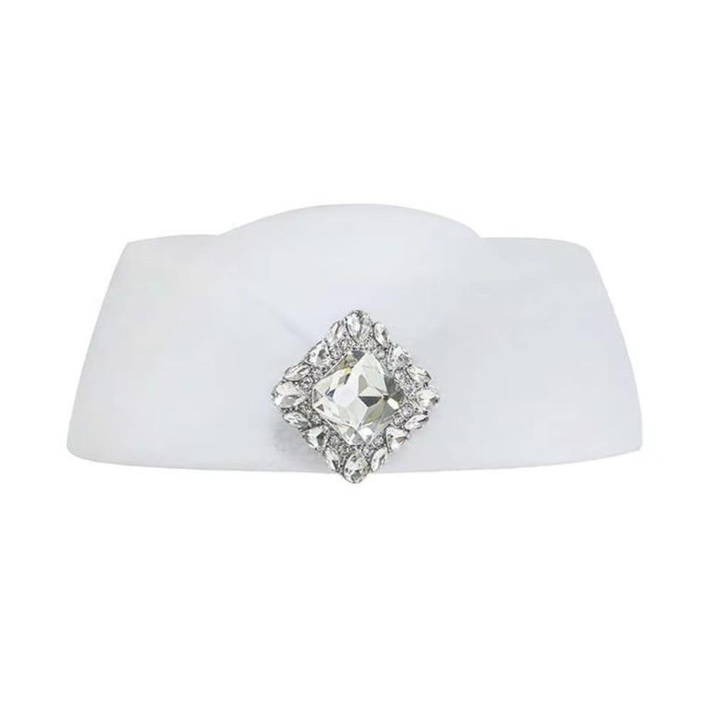 

New British Retro Top Hats Sea Star Crystal Embellished Stewardess Hat Headwear Pillbox Cap for Women Party Felt Beret