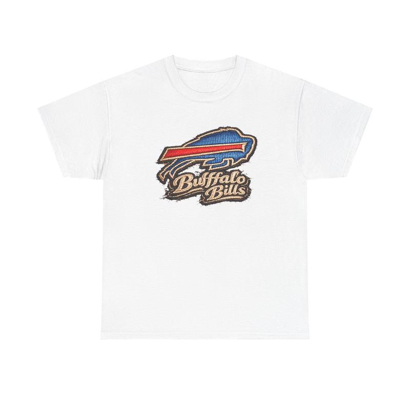 T-shirt Buffalo Bills logo brodé | T-shirt unisexe NFL vintage usé