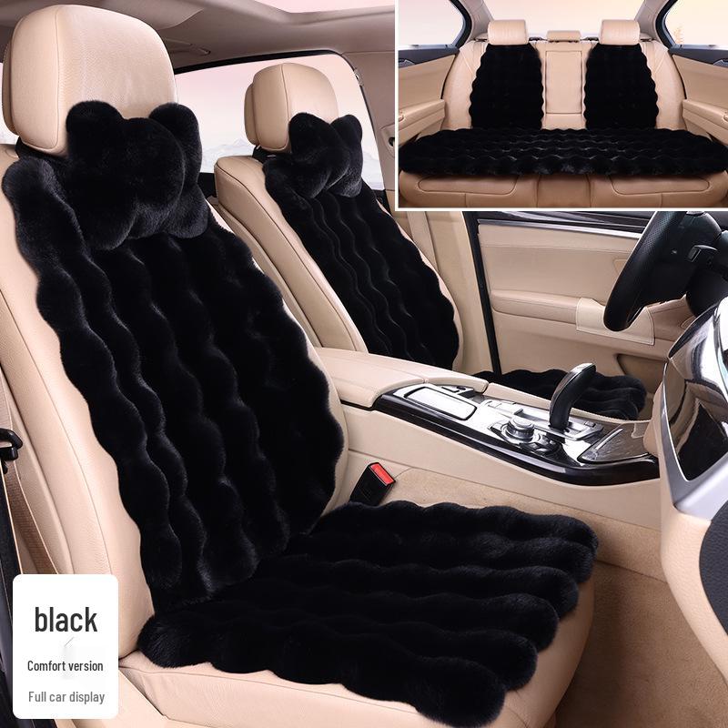 Plush Faux Rabbit Fur Car Seat Cushion: Luxurious Lumbar Support for Autumn and Winter Comfort