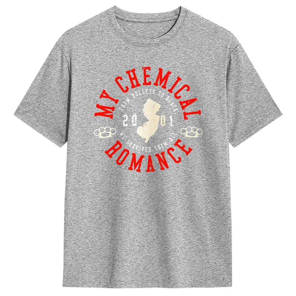 My Chemical RoUnisexce MCR Bullets 20 Years TShirts for Unisex Funny Cotton Tees Crewneck Short Sleeve T Shirts Plus Size Clothes