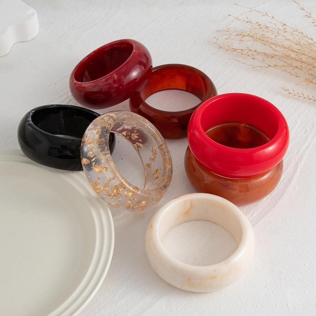 Translucent Acrylic Wide Bangle Bracelet - Glossy Resin Fashion for Women