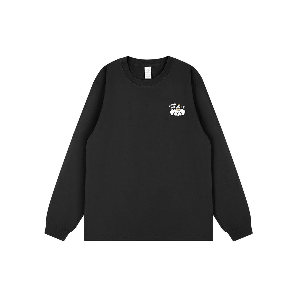 Trendy Korean Style Versatile Cute Print Cuffed Long Sleeve Couple T-Shirt