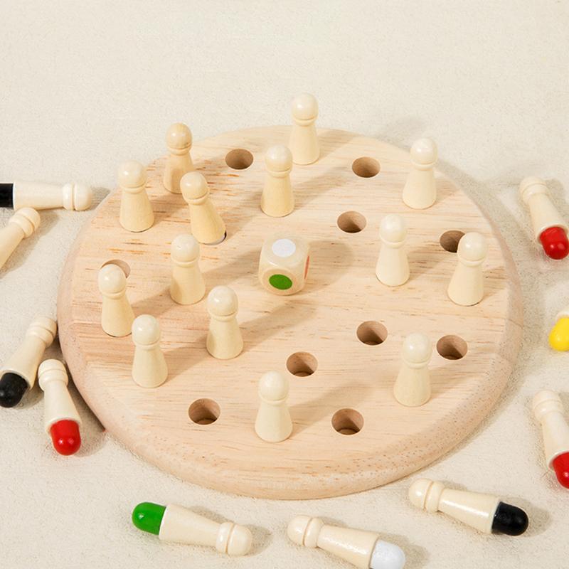 Træ Hukommelsesspil Matchpinde Skak Farvespil Brætspil Puslespil Montessori Pædagogisk Legetøj Kognitiv Evne Læringslegetøj Til Børn