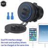 12-24V Quick Charge Dual PD Type C USB Charger Socket Car USB C Power Waterproof Charge Socket for Car Boat Motorcycle