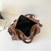 Faux Leather Duffel Bag Women's Fashion Shoulder Tote with Front Zip Pocket