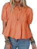 New Summer Bubble Sleeve Raglan T-Shirt Loose Casual A-Line Ruffled Trendy Top